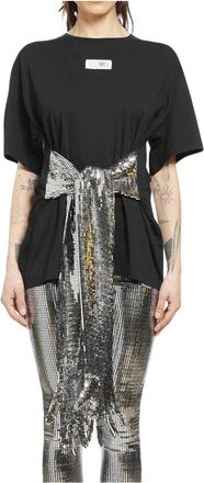 Maison Margiela T-Shirts, female, Black, Size: S Cotton T-shirt with gloves