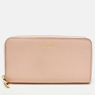 DKNY Dkny Light Pink Leather Zip Continental Wallet