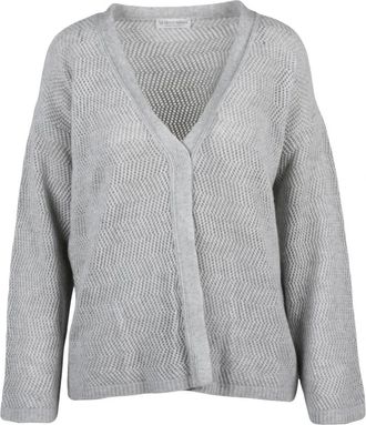 Le Tricot Perugia Truien & Vesten, Dames, Grijs, XS, Wol, Cardigan met V-hals