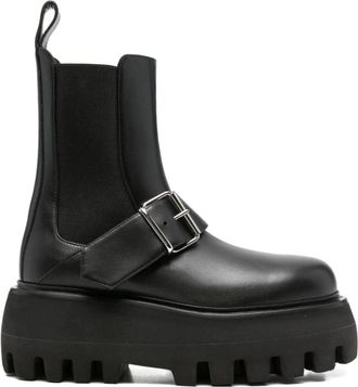 Alexander McQueen Rubberen leren laarzen - Dames - Chelseaboots - Zwart - 40 EU - Leer - Schoenen