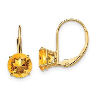 Diamond2Deal 14k Yellow Gold 7mm Citrine Drop Dangle Earrings