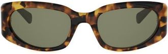 Celine Journey 57mm Geometric Sunglasses in Blonde Havana /Green at Nordstrom