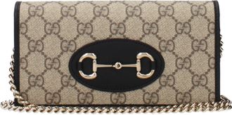 Gucci Horsebit 1955 Damens Pochette-Stoff Beige/Braun