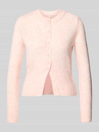 Only Regular Fit Strickjacke mit einreihiger Knopfleiste Modell ELLA in Hellrosa Melange, Gr&ouml;&szlig;e XL