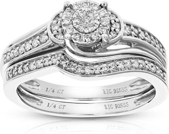 Vir Jewels 1/4 cttw Lab Created Diamond Engagement Bridal Set Sterling Silver