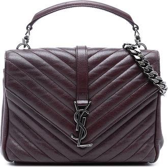 Saint Laurent Pre-owned Saint Laurent Medium Quilted Chevron Sheepskin College Satchel Ladies DMR392737 0515