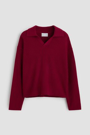 H&M Polopullover in Rippstrick - Pink
