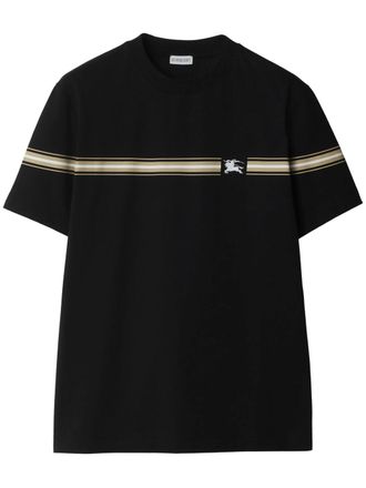 Burberry Mens Striped Equestrian Knight Logo T-Shirt in Black - Size X-Large