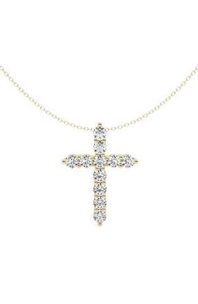 Badgley Mischka 14K Yellow Gold Near Colorless Lab Grown Cross Diamond Necklace in 3 Ctw White Gold at Nordstrom Rack