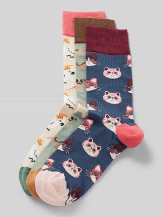 DillySocks Socken mit Motiv-Stitching Modell Precious Pets im 3er-Pack in Offwhite, Gr&ouml;&szlig;e 1