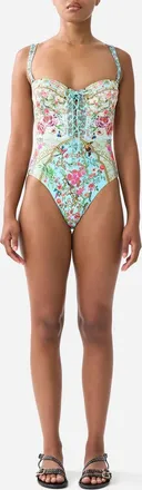 Camilla Lace Up Underwire Moulded Cup One Piece In Sultans And Queens