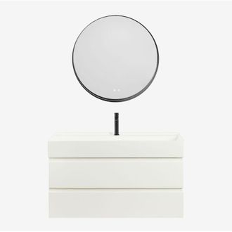 Sklum Conjunto De Mueble De Ba&ntilde;o En Madera Y Chapa De Fresno Con Lavabo Integrado Ona Sklum