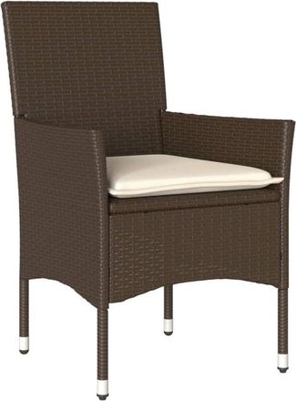 vidaXL Set Comedor Jard&iacute;n 5 Pzas Cojines Rat&aacute;n Sint&eacute;tico Vidrio Marr&oacute;n Vidaxl