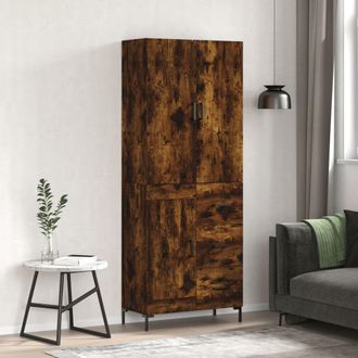Berkfield Home Highboard Smoked Oak 69.5x34x180 cm Engineered Wood in Brown