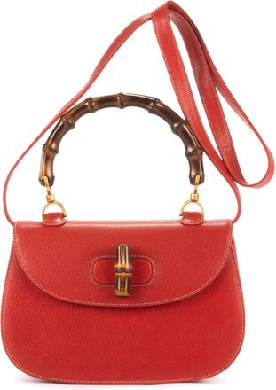 Gucci Pre-owned Womens Bamboo Top Handle Shoulder Bag - Red - One Size