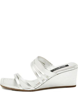 Pedro Garcia silver-tone wedge sandals - women - Calf Leather/Calf Leather/Rubber - 38
