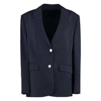 Prada Wool Mohair Suit Blazer - Dames - Jassen - Blauw - Maat: L Mohair