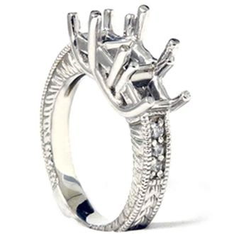 Pompeii3 1/5ct Diamond Princess Cut Hand Engraved Mounting 14K Size Selectable