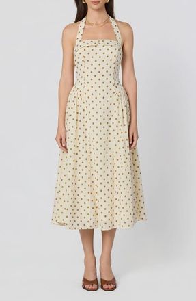 ASTR the Label Marianna Halter Midi Dress in Cream Polka Dot at Nordstrom, Size X-Small