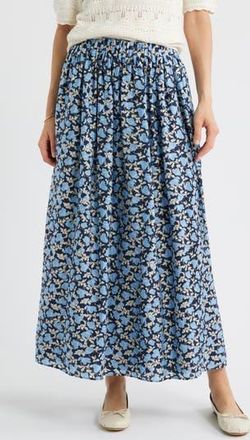 Caslon Print Pleated Maxi Skirt in Navy- Blue Lindy Floral at Nordstrom Rack, Size Xx-Small