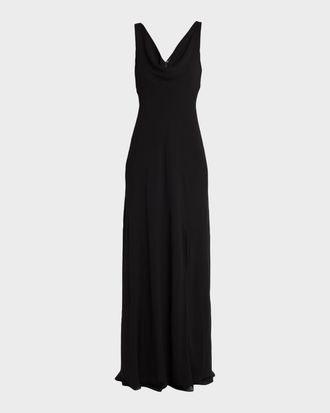 Jason Wu Plunging Cowl-Neck Sleeveless Crepe Gown
