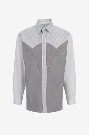 Maison Margiela Gestreiftes Westernhemd im Patchwork-Look
