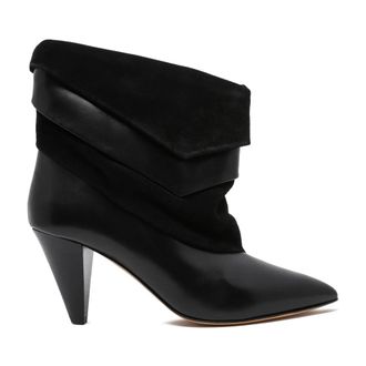 Isabel Marant Schoenen, Dames, Zwart, 41 EU, Leer, Enkellaarsjes met Puntige Neus en Panelen