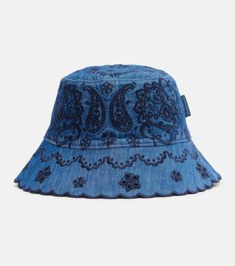 Zimmermann Embroidered denim bucket hat