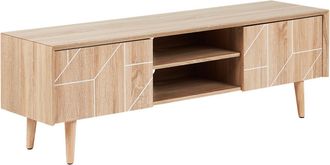 Beliani Beliani - Mueble Tv Madera Clara 150 X 39 Cm 2 Armarios Estantes Gesti&oacute;n Cables Franklin