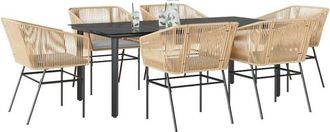 vidaXL Juego De Comedor De Jard&iacute;n 7 Pzas Con Cojines Rat&aacute;n Pe Marr&oacute;n Vidaxl