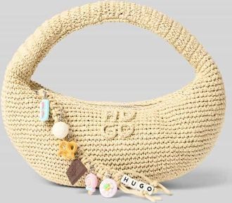 HUGO BOSS Henkeltasche aus Strohgeflecht Modell ZEYA in Ecru, Gr&ouml;&szlig;e 1