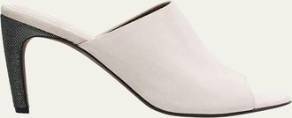 Brunello Cucinelli 80mm Monili Suede Mules