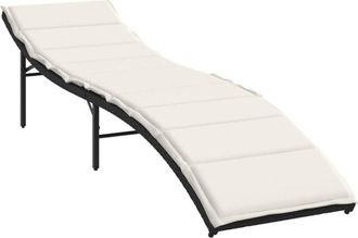 vidaXL Tumbona Con Coj&iacute;n Rat&aacute;n Sint&eacute;tico Negro 55x199x50 Cm Vidaxl