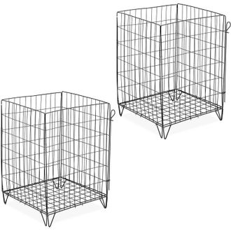 Relaxdays Relaxdays - Compostiera in Metallo, Set da 2, per Compost da Giardino, Cesta per Foglie e Fogliame, 68 x 46 x 46 cm, Nero