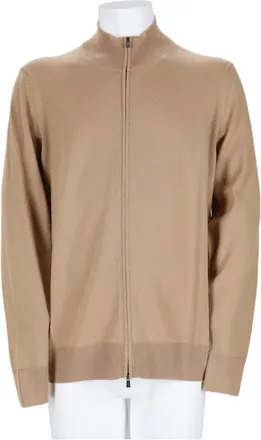 BOSS Multicolor Zip-Through Ribbed Virgin Wool Sweater