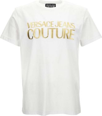 Versace Jeans Couture T-Shirt With Gold Logo In White Color