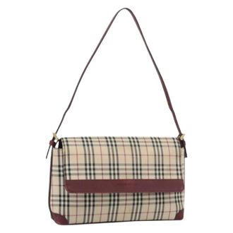 Burberry Pre-owned Vintage Canvas Hand Bag - Dames - Vintage Schoudertas - Beige - ONE Size - Leer - Vintage
