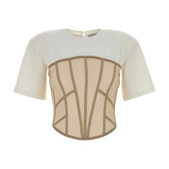 Giuseppe Di Morabito T-Shirts, female, Multicolor, Size: XS Two-tone Stretch Jersey And Mesh T-shirt