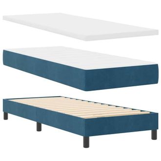 vidaXL Vidaxl Cama Box Spring Con Colch&oacute;n Terciopelo Azul Oscuro 80x200 Cm