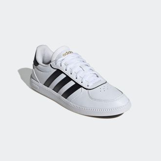 adidas Sneaker ADIDAS SPORTSWEAR BREAKNET SLEEK, Damen, Gr. 38,5, schwarz-weiss (cloud wei&szlig;, core schwarz, gold metallic), Synthetik, Schuhe Sneaker