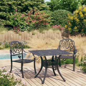vidaXL Mesa Y Sillas De Bistr&oacute; 3 Piezas Aluminio Fundido Negro Vidaxl
