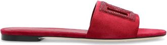 Dolce & Gabbana Logo slides - Dames - Sandalen - Rood - 37 EU - Leer - Schoenen