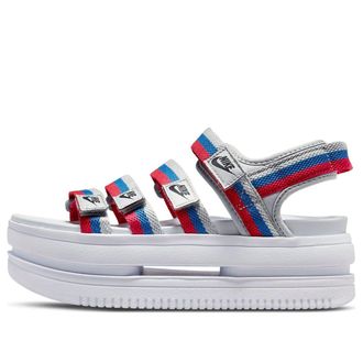 Nike (WMNS) Nike Icon Classic Velcro Thick Sole Stylish Sports White Blue Red Sandals White Blue Red DH0223-003