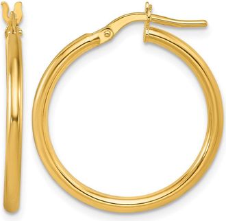 Diamond2Deal 14K Yellow Gold 1.9x23.8mm Round Tube Hoop Earrings