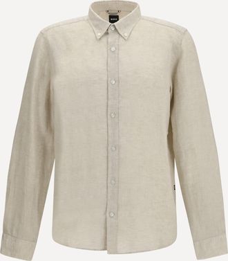 HUGO BOSS Camicia regular fit in lino Man XXL