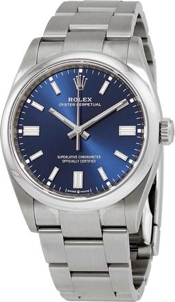 Rolex Pre-owned Rolex Oyster Perpetual Automatic Chronometer Blue Dial Mens Watch 126000BLSO