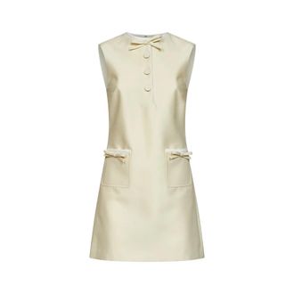 Self Portrait Taffeta Strik Mini Jurk - Dames - Korte kleedjes - Geel - 2XS - Polyester - Kleedjes