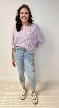 Democracy Dolman Sleeve Knit Top In Lavender