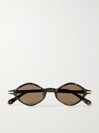 Cartier Occhiali Da Sole In Acetato Tartarugato Con Montatura Ovale