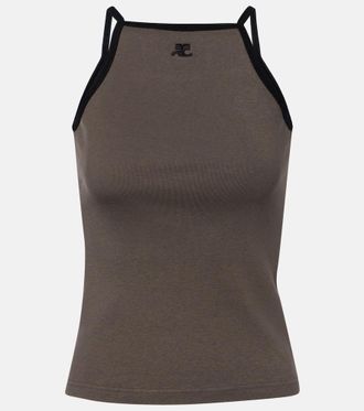 Courr&egrave;ges Logo cotton tank top
